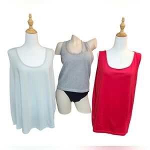 Women's Sleeveless Tops Lot - Pale Aqua, Gray, and Red